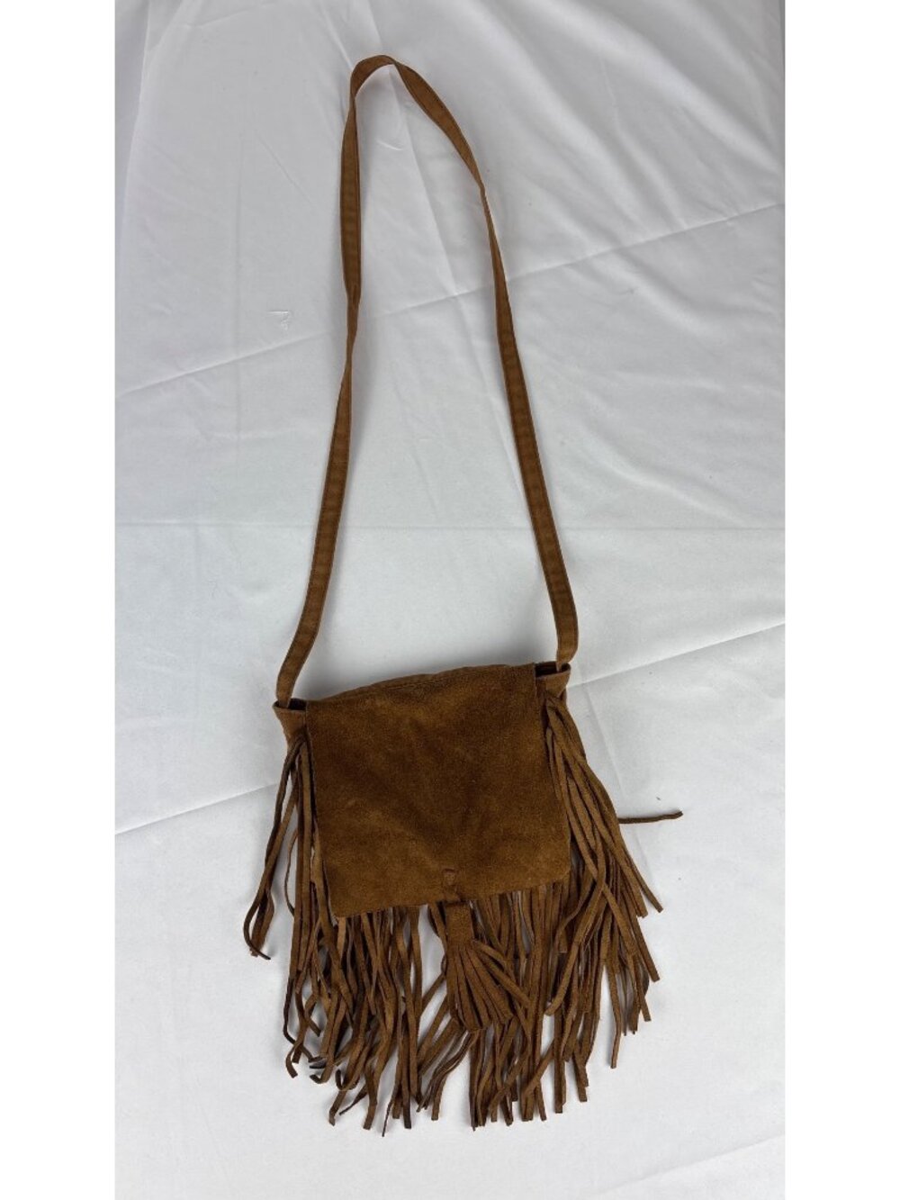American Eagle Brown Leather Suede Fringe Crossbody Bag Boho Western Tassel